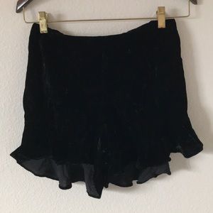 Kendall & Kylie high waisted velvet ruffle shorts